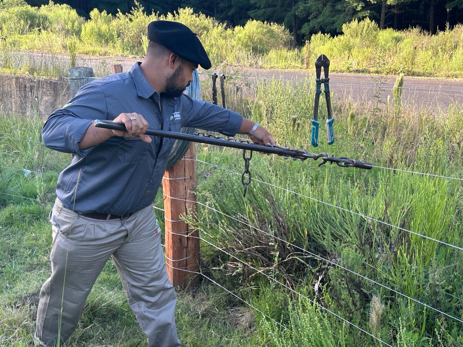 Trabajo de alambrado en el campo con materiales de Ansina